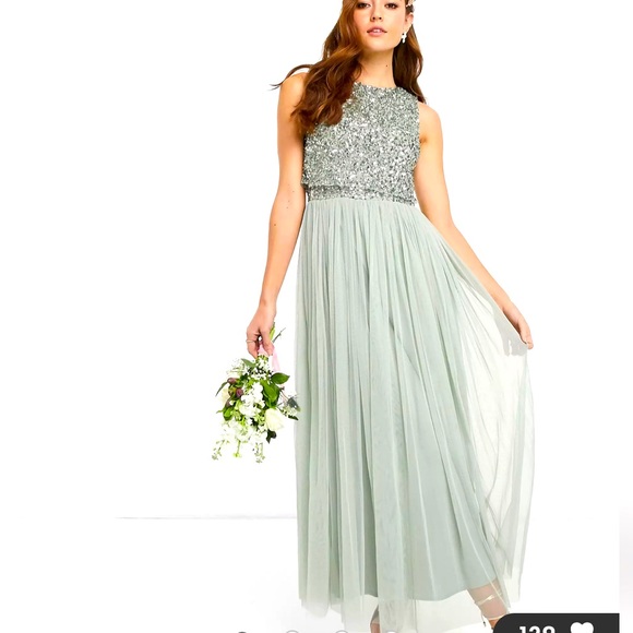 sequin bridesmaid dresses asos ASOS | Dresses | Asos Maya Bridesmaid Prom Delicate Sequin Wrap Maxi Dress In Green